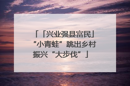 「兴业强县富民」“小青蛙”跳出乡村振兴“大步伐”