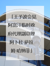 王予波会见阿富汗临时政府代理副总理阿卜杜·萨拉姆·哈纳菲