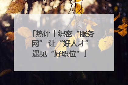 热评丨织密“服务网” 让“好人才”遇见“好职位”