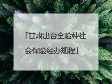 甘肃出台全险种社会保险经办规程