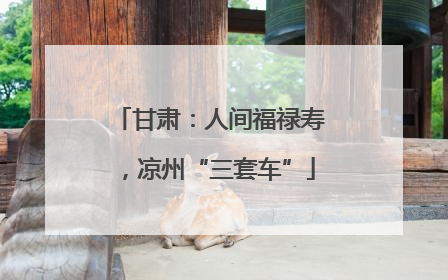 甘肃：人间福禄寿，凉州“三套车”