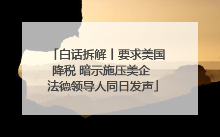 白话拆解丨要求美国降税 暗示施压美企 法德领导人同日发声