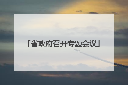 省政府召开专题会议