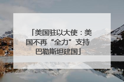 美国驻以大使：美国不再“全力”支持巴勒斯坦建国