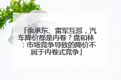 余承东、雷军互怼，汽车降价都是内卷？盘和林：市场竞争导致的降价不属于内卷式竞争