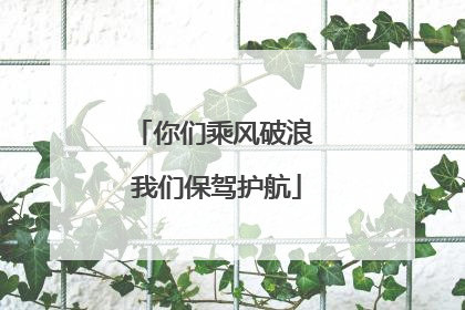 你们乘风破浪 我们保驾护航