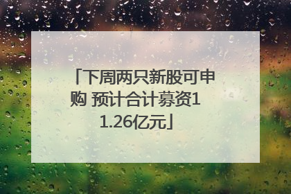 下周两只新股可申购 预计合计募资11.26亿元