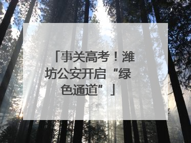 事关高考！潍坊公安开启“绿色通道”