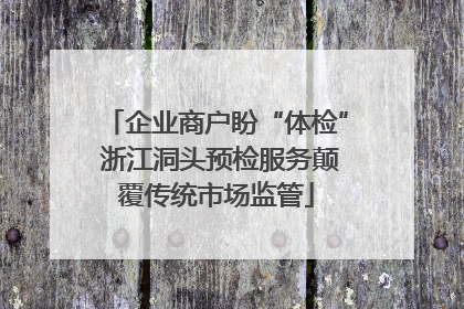 企业商户盼“体检” 浙江洞头预检服务颠覆传统市场监管