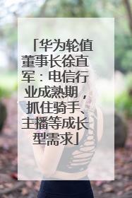 华为轮值董事长徐直军：电信行业成熟期，抓住骑手、主播等成长型需求