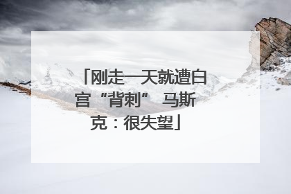 刚走一天就遭白宫“背刺” 马斯克：很失望