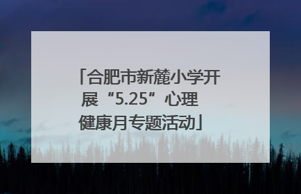 合肥市新麓小学开展“5.25”心理健康月专题活动