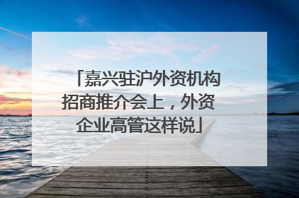 嘉兴驻沪外资机构招商推介会上，外资企业高管这样说