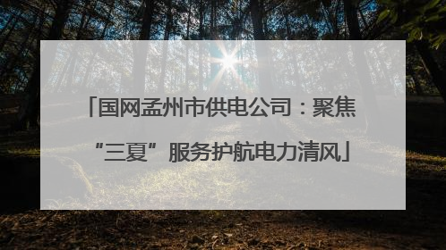 国网孟州市供电公司：聚焦“三夏”服务护航电力清风
