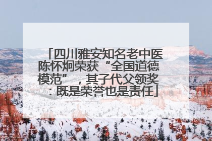 四川雅安知名老中医陈怀炯荣获“全国道德模范”，其子代父领奖：既是荣誉也是责任