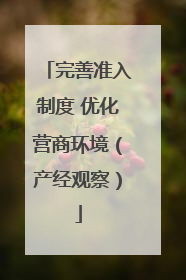 完善准入制度 优化营商环境（产经观察）