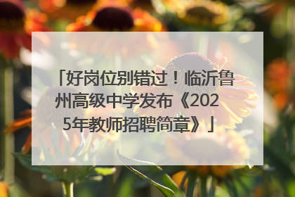 好岗位别错过！临沂鲁州高级中学发布《2025年教师招聘简章》