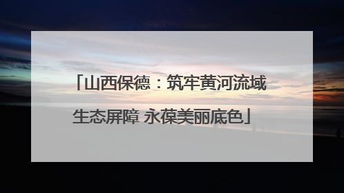 山西保德：筑牢黄河流域生态屏障 永葆美丽底色