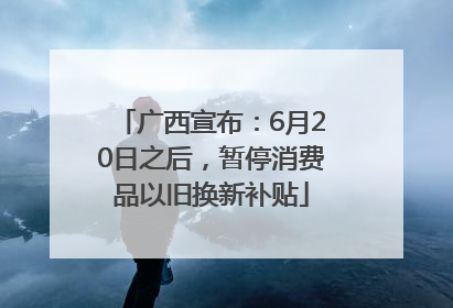 广西宣布：6月20日之后，暂停消费品以旧换新补贴