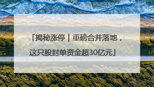 揭秘涨停｜重磅合并落地，这只股封单资金超30亿元
