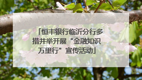 恒丰银行临沂分行多措并举开展“金融知识万里行”宣传活动