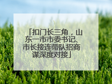 扣门长三角，山东一市市委书记、市长接连带队招商谋深度对接