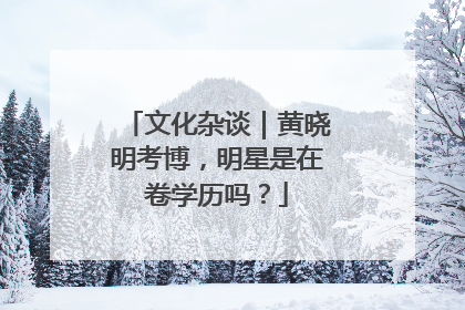 文化杂谈｜黄晓明考博，明星是在卷学历吗？