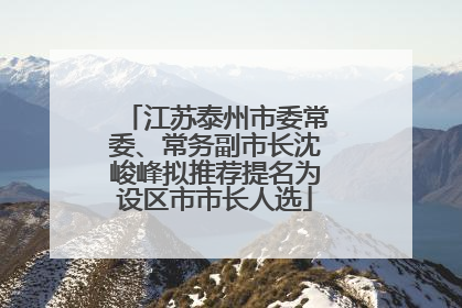 江苏泰州市委常委、常务副市长沈峻峰拟推荐提名为设区市市长人选