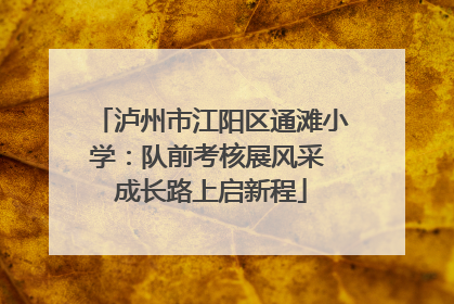 泸州市江阳区通滩小学：队前考核展风采 成长路上启新程