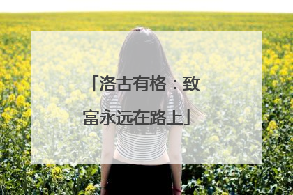 洛古有格：致富永远在路上