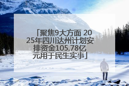 聚焦9大方面 2025年四川达州计划安排资金105.78亿元用于民生实事