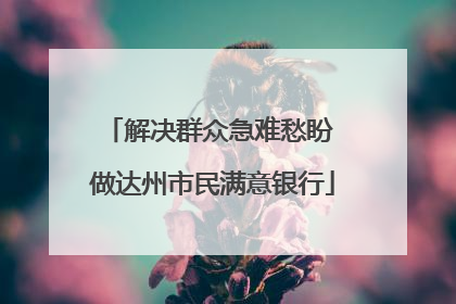 解决群众急难愁盼 做达州市民满意银行