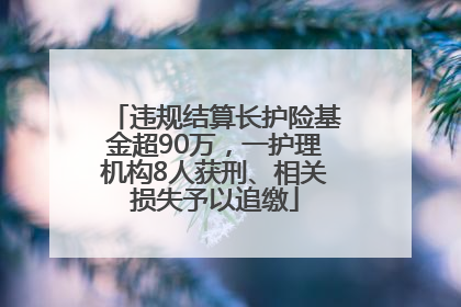 违规结算长护险基金超90万，一护理机构8人获刑、相关损失予以追缴