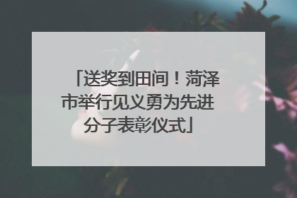 送奖到田间！菏泽市举行见义勇为先进分子表彰仪式