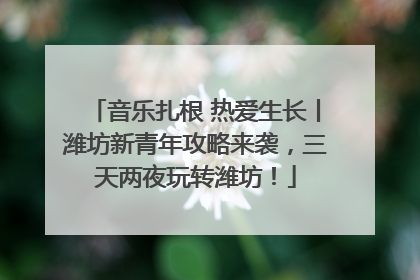 音乐扎根 热爱生长丨潍坊新青年攻略来袭，三天两夜玩转潍坊！