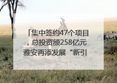集中签约47个项目，总投资额258亿元 雅安再添发展“新引擎”｜数读西投