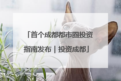 首个成都都市圈投资指南发布｜投资成都