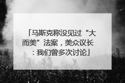 马斯克称没见过“大而美”法案，美众议长：我们曾多次讨论