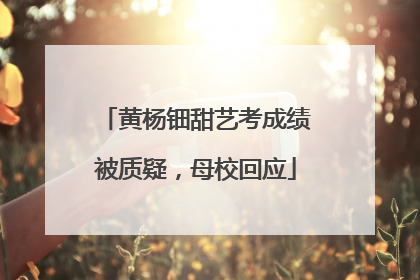 黄杨钿甜艺考成绩被质疑，母校回应