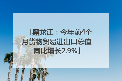 黑龙江：今年前4个月货物贸易进出口总值同比增长2.9%