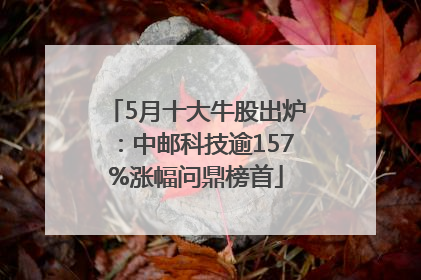 5月十大牛股出炉：中邮科技逾157%涨幅问鼎榜首